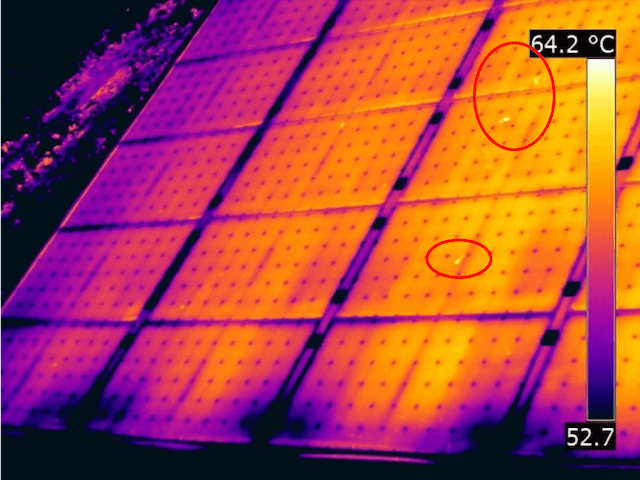 Termografia fotovoltaico pannelli solari sporchi