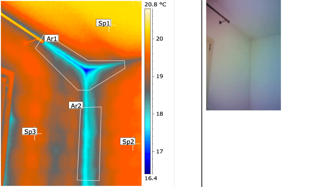 Termografia muffa e condensa angolo solaio-parete