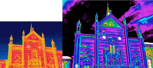Termografia distacco di intonaco prospetto chiesa