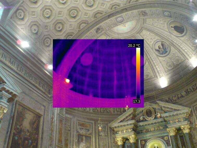 Termografia strutturale solaio chiesa antica