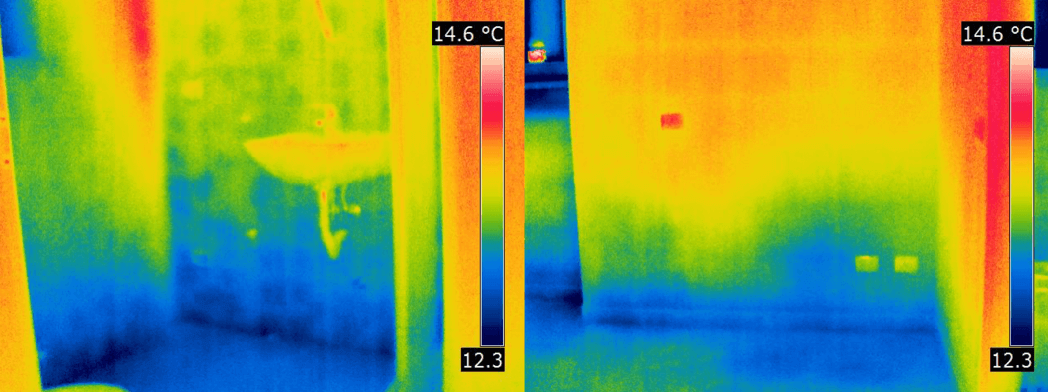Termografia umidità di risalita in un bagno